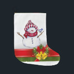 Kerstmis, Snowman Grote Kerstsok<br><div class="desc">kerststeniging Deze aangepaste kerstvoorraad is aantrekkelijk voor de kleinere cadeautjes van de kerstman. Iets voor iedereen,  Maria lurdis afonso,  https://www.zazzle.com/succeedinbeautybarb</div>