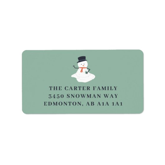 Kerstmis Snowman Holiday Funny Cute Modern Etiket (Voorkant)