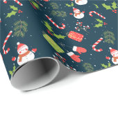 Kerstmis Snowman Holiday Patroon Cadeaupapier (Rol Hoek)