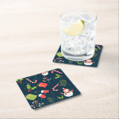 Kerstmis Snowman Holiday Patroon Kartonnen Onderzetters (Insitu)