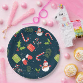 Kerstmis Snowman Holiday Patroon Papieren Bordje (Feest)