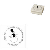 Kerstmis Snowman Home Adres Zelfinkend stempel (Gestempeld)