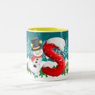 Kerstmis Snowman Initiaal Letter Monogram Mok