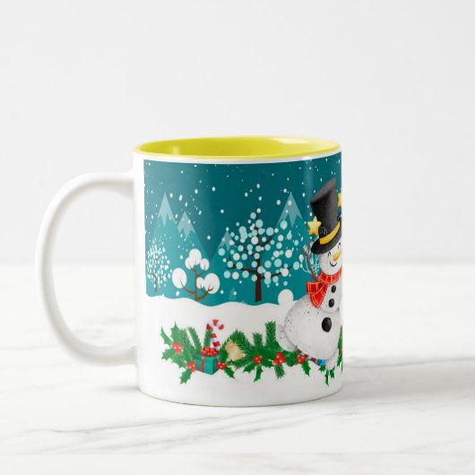 Kerstmis Snowman Initiaal Letter Monogram Mok (Links)