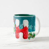 Kerstmis Snowman Initiaal Letter Monogram Mok (Voorkant rechts)