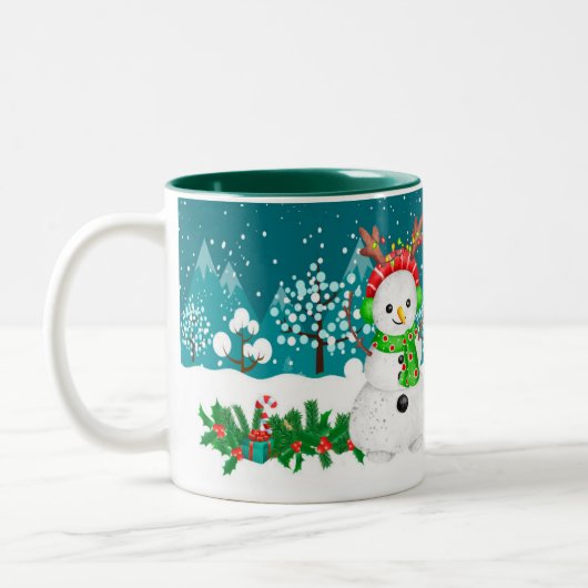 Kerstmis Snowman Initiaal Letter Monogram Mok (Links)