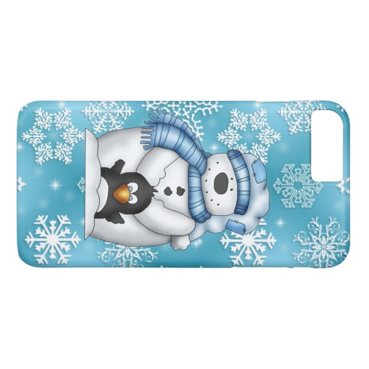 Kerstmis Snowman iPhone 7 plus nauwelijks hoesje (Achterkant (Horizontaal))