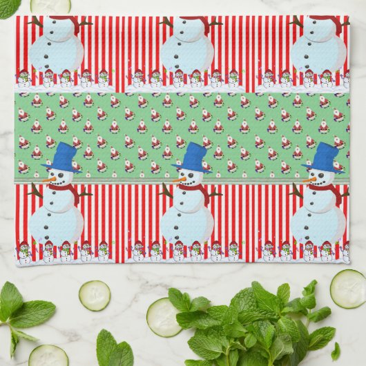 Kerstmis Snowman Kitchen Towels Theedoek (Gevouwen)