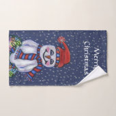 Kerstmis Snowman Licht Snow Pet Scarf Dark Blue Handdoek (Handdoek)