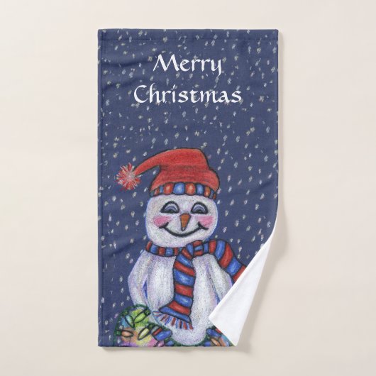 Kerstmis Snowman Licht Snow Pet Scarf Dark Blue Handdoek (Handdoek)