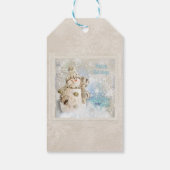 Kerstmis Snowman met Snowflakes Cadeaulabel (Achterkant)