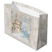 Kerstmis Snowman met Snowflakes Groot Cadeauzakje (Achterkant Gekanteld)