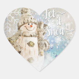 Kerstmis Snowman met Snowflakes Hart Sticker