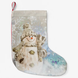 Kerstmis Snowman met Snowflakes Kleine Kerstsok