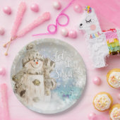 Kerstmis Snowman met Snowflakes Papieren Bordje (Feest)