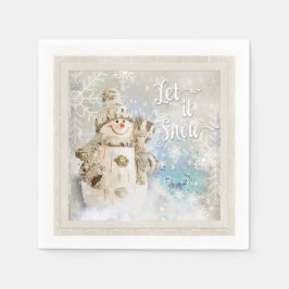 Kerstmis Snowman met Snowflakes Servet