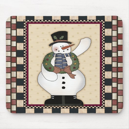 Kerstmis Snowman Mousepad Muismat (Voorkant)