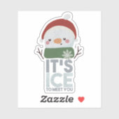 Kerstmis Snowman Pun: Ice om je te ontmoeten Sticker (Vel)