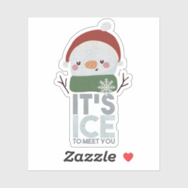 Kerstmis Snowman Pun: Ice om je te ontmoeten Sticker