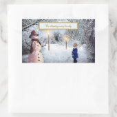 Kerstmis Snowman Rechthoekige Sticker (Tas)