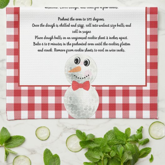 Kerstmis Snowman Recipe keepomwille Red Pset Theedoek (Gevouwen)