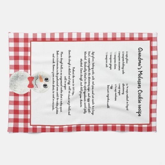 Kerstmis Snowman Recipe keepomwille Red Pset Theedoek (Horizontaal)