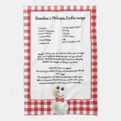 Kerstmis Snowman Recipe keepomwille Red Pset Theedoek (Verticaal)