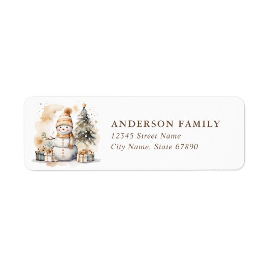 Kerstmis Snowman Return Address Labels (Voorkant)