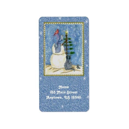Kerstmis Snowman Return Address Labels (Voorkant)
