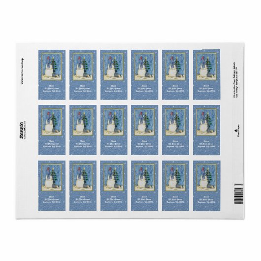 Kerstmis Snowman Return Address Labels (Full Sheet)