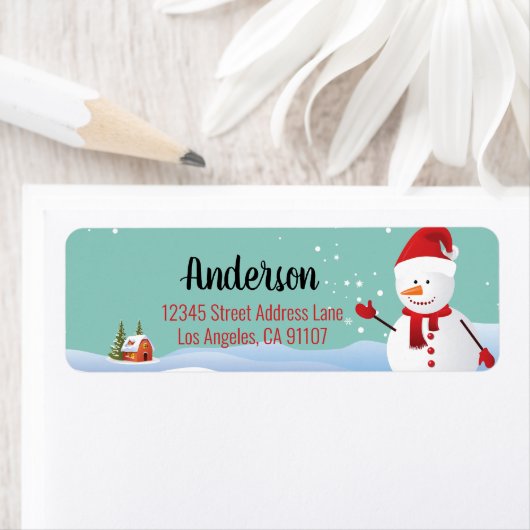 Kerstmis Snowman Return Address Labels (Insitu)