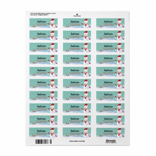 Kerstmis Snowman Return Address Labels (Full Sheet)
