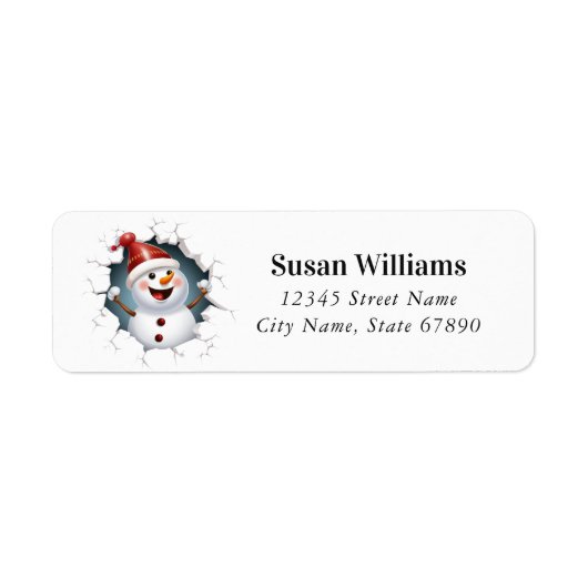 Kerstmis Snowman Return Label (Voorkant)