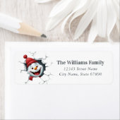Kerstmis Snowman Return Label (Insitu)