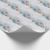 Kerstmis Snowman Santa Claus Noordpool Cadeaupapier (Hoek)