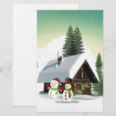 Kerstmis Snowman Scene Briefpapier (Voorkant / Achterkant)