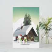 Kerstmis Snowman Scene Briefpapier (Staand voorkant)