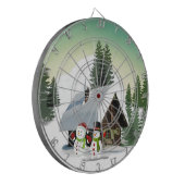 Kerstmis Snowman Scene Dartbord (Voorkant Links)