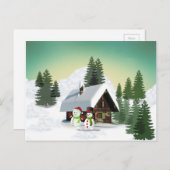 Kerstmis Snowman Scene Feestdagenkaart (Voorkant / Achterkant)