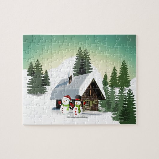 Kerstmis Snowman Scene Legpuzzel (Horizontaal)