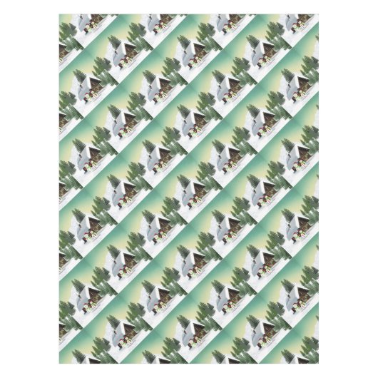 Kerstmis Snowman Scene Tafelkleed (Voorkant)