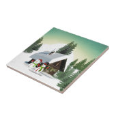 Kerstmis Snowman Scene Tegeltje (Zijkant)