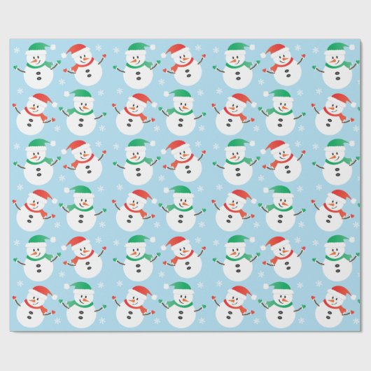 Kerstmis Snowman Snowflake Patroon Cadeaupapier (Vlak)
