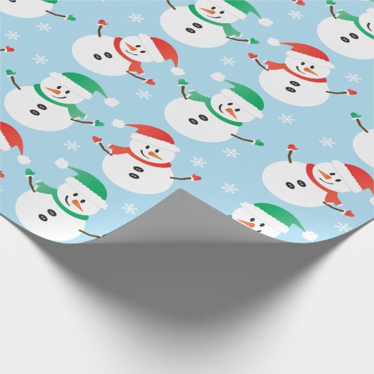 Kerstmis Snowman Snowflake Patroon Cadeaupapier (Hoek)