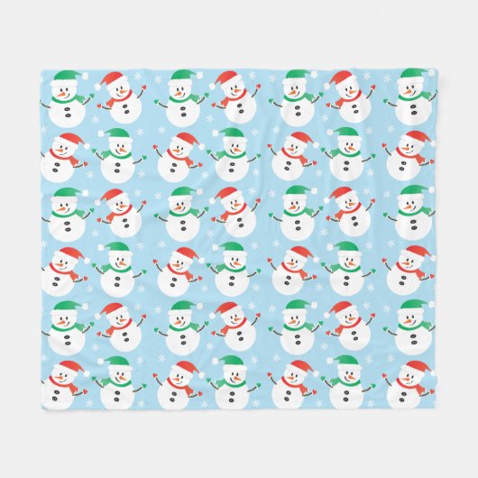 Kerstmis Snowman Snowflake Patroon Fleece Deken (Voorkant (Horizontaal))