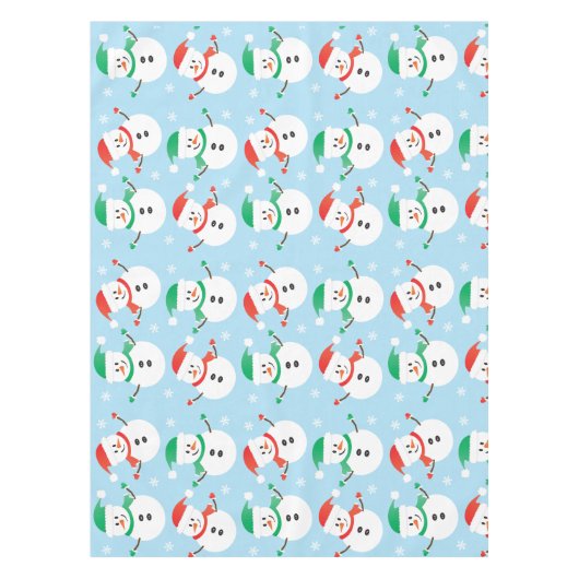 Kerstmis Snowman Snowflake Patroon Tafelkleed (Voorkant)