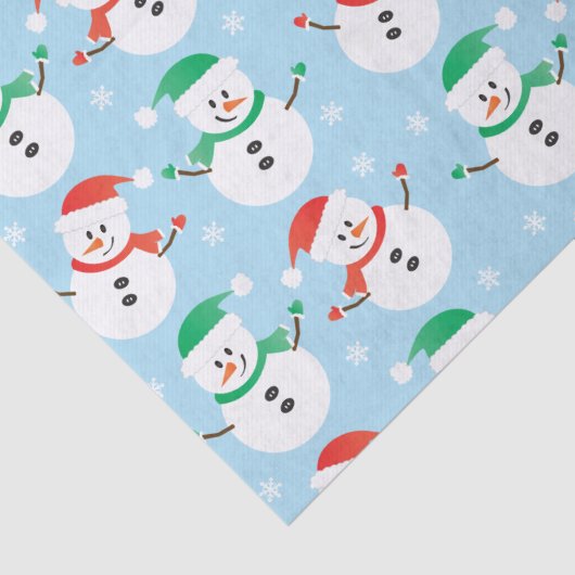 Kerstmis Snowman Snowflake Patroon Tissuepapier (Detail)