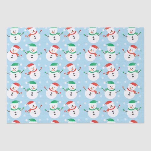 Kerstmis Snowman Snowflake Patroon Tissuepapier (Voorkant)