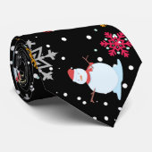 Kerstmis Snowman Snowflakes Red Black Holiday Stropdas (Opgerold)