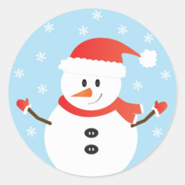 Kerstmis Snowman Snowflakes Red Ronde Sticker